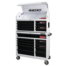 Load image into Gallery viewer, BOXO 41&quot; 19 Drawer Toolbox Stack with Drawer Trim Pack - White Body &amp; Trim Colour Options
